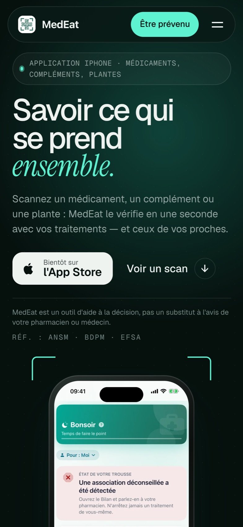 Site MedEat sur mobile